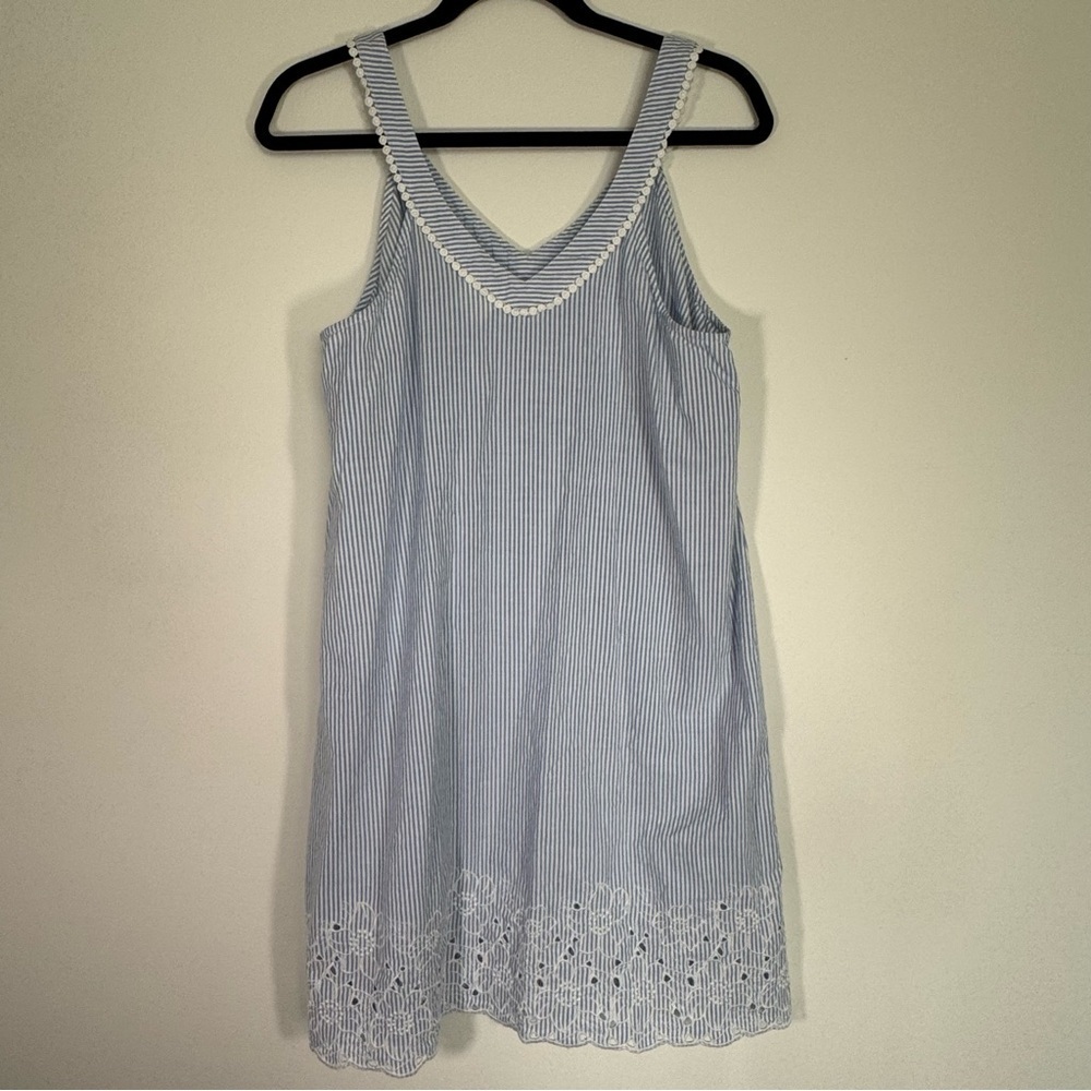 Soma 100% Cotton Embroidered Sleep Dress Striped Size M Cottage Core Floral - Picture 5 of 9